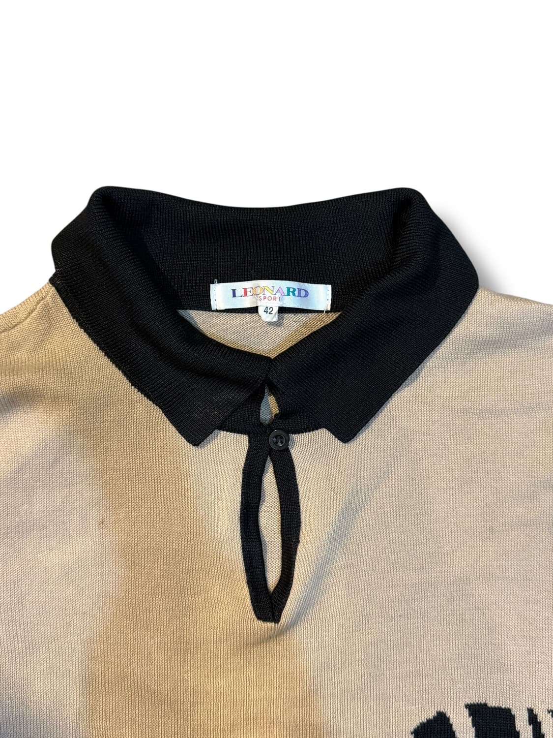 LEONARD SPORT 지브라 패턴 반팔 니트 폴로 톱 상품이미지3