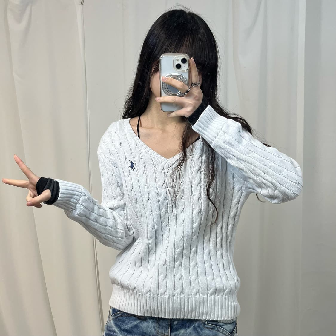 Polo White Cable Knit 상품이미지2