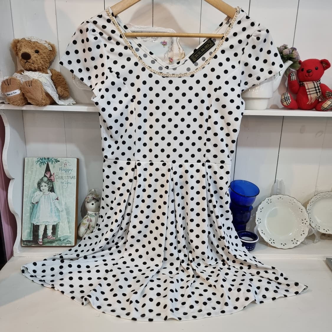 세실 맥비(CECIL McBEE) 도트 리본 플레어 미니 원피스 상품이미지4