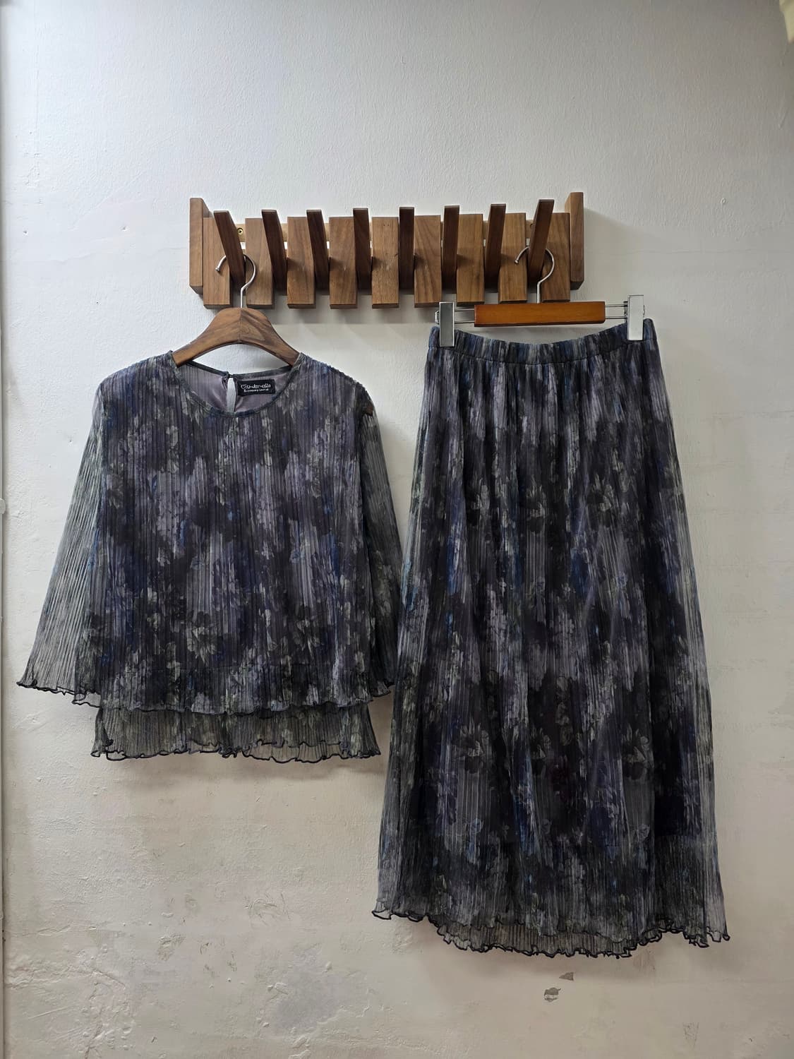 일본빈티지 플리츠쉬폰셋업 상품이미지1