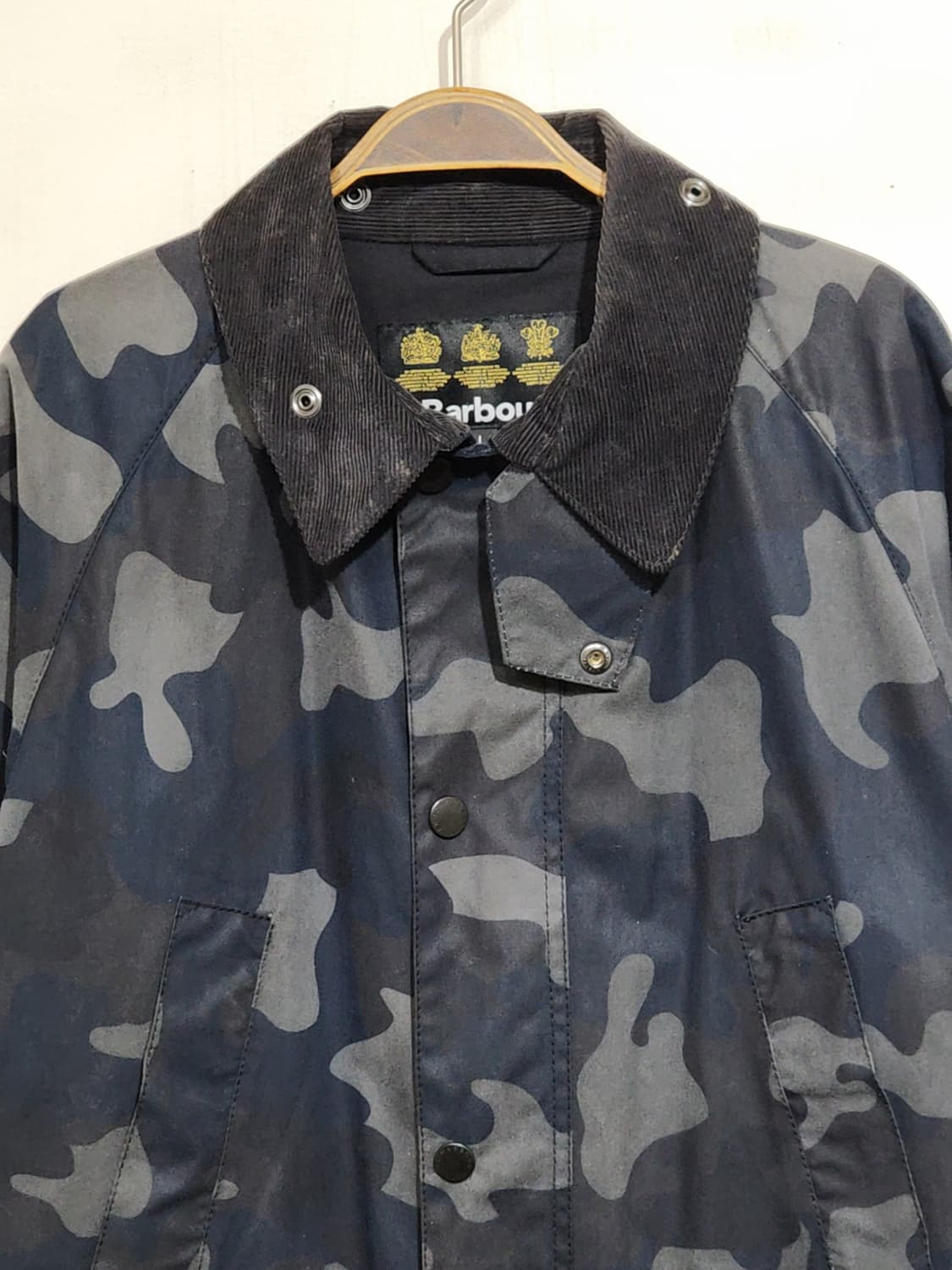 (L) 바버 비데일 왁스자켓 카모패턴 왁싱점퍼 코듀로이 카라넥  상품이미지2