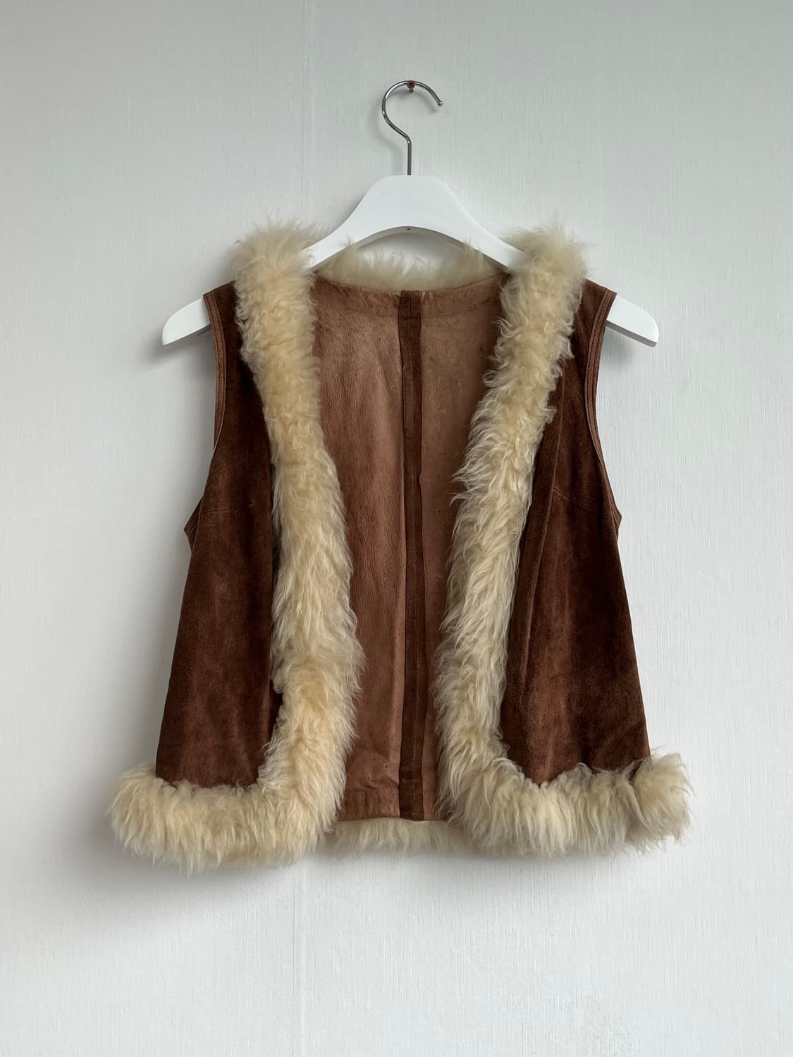 Vintage Brown Fur-Trimmed Vest 상품이미지1