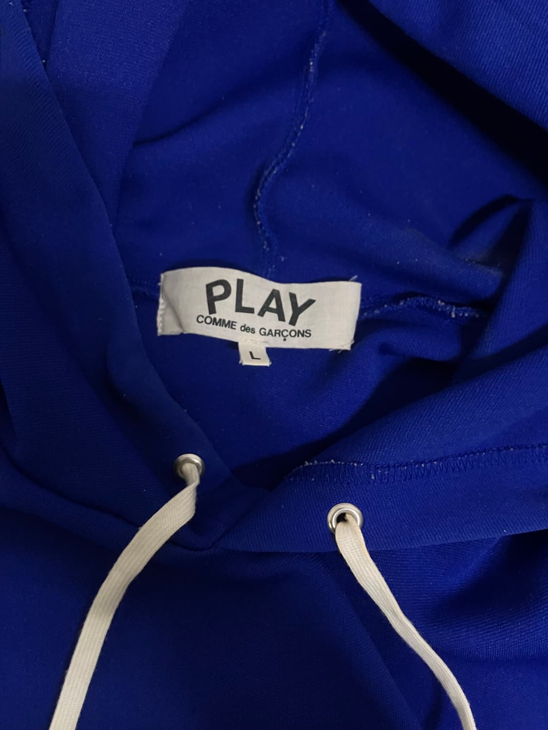 L 꼼데가르송 레드 와펜 블루 후드 상품이미지5