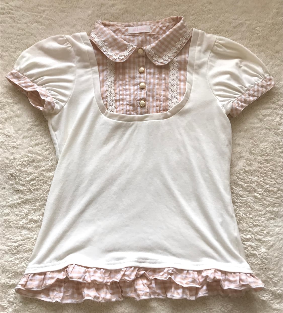 리즈리사 희귀 리본 레이어드 셔츠 상품이미지2