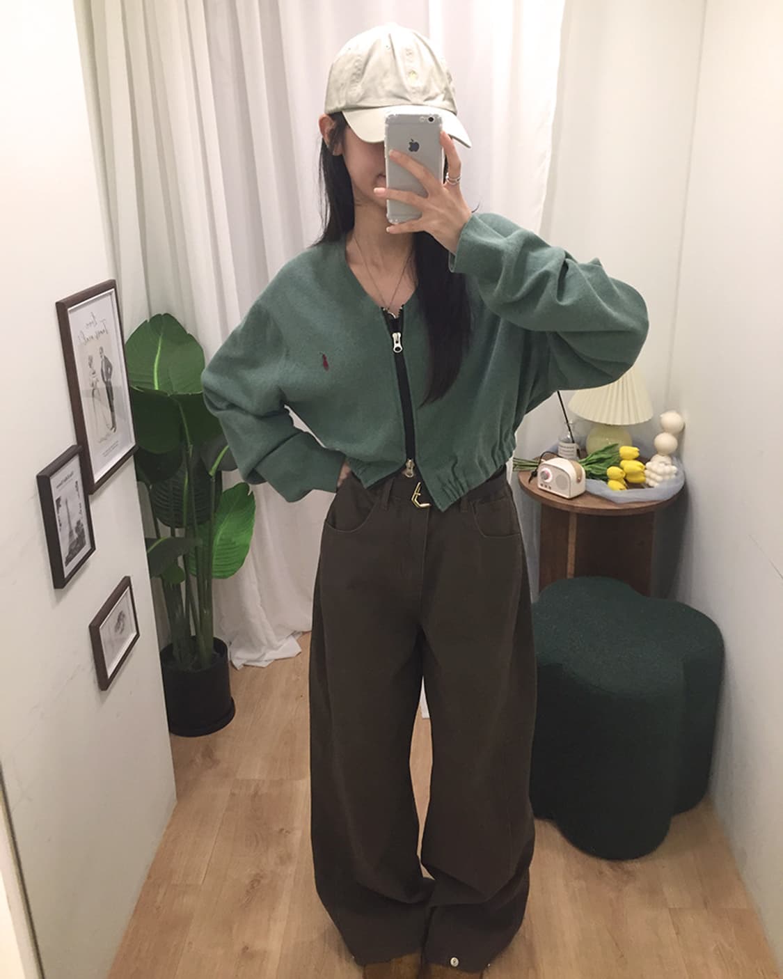 여성 폴로 투웨이 브이넥 크롭가디건 100 상품이미지1