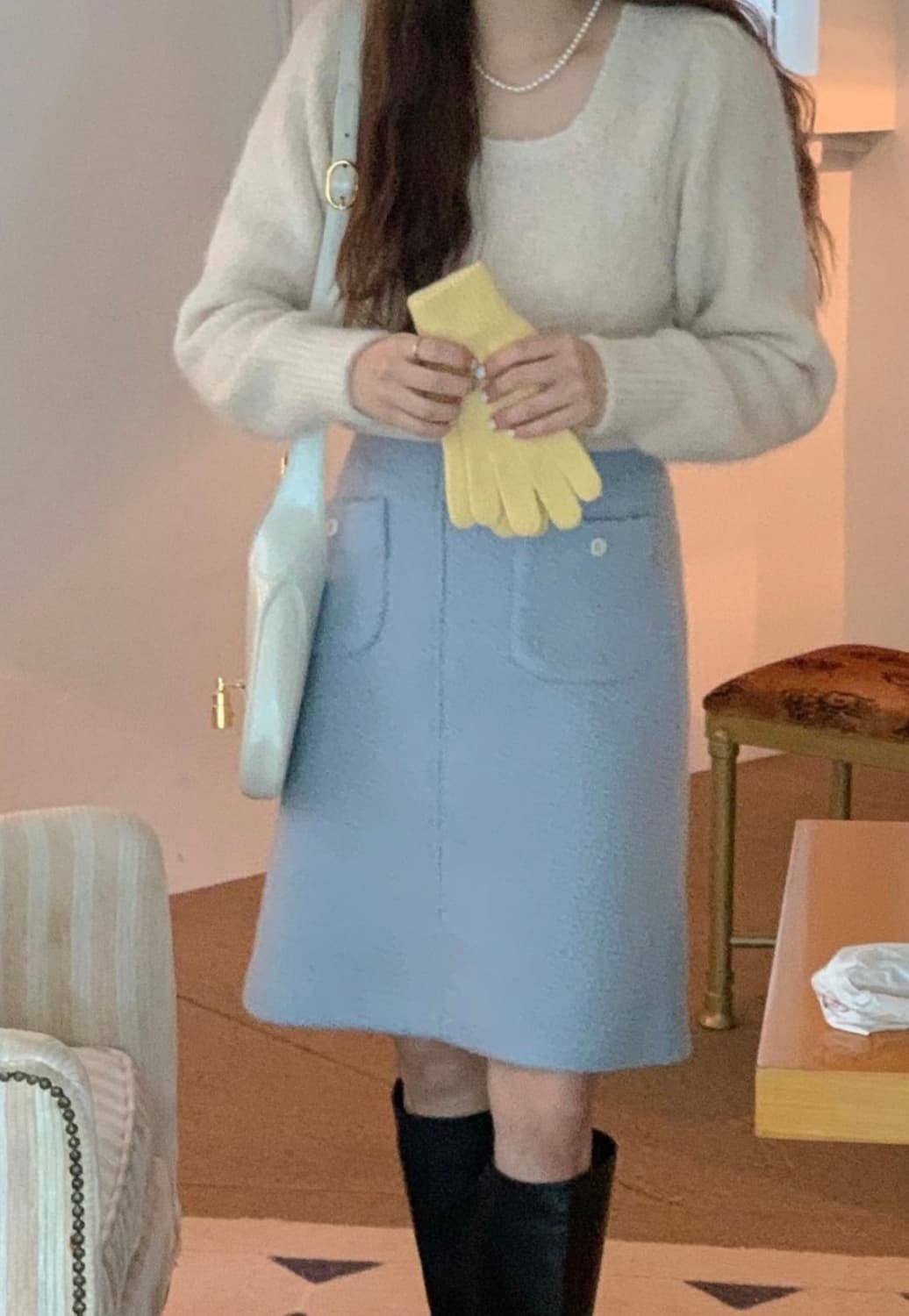 미엘 알파카 스퀘어넥 니트 크림 아이보리 상품이미지5