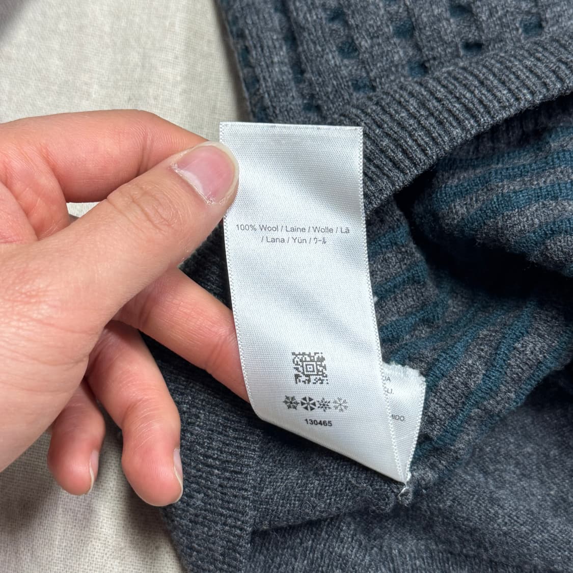 프레드페리 배색 체크 램스울 니트 XL 상품이미지7