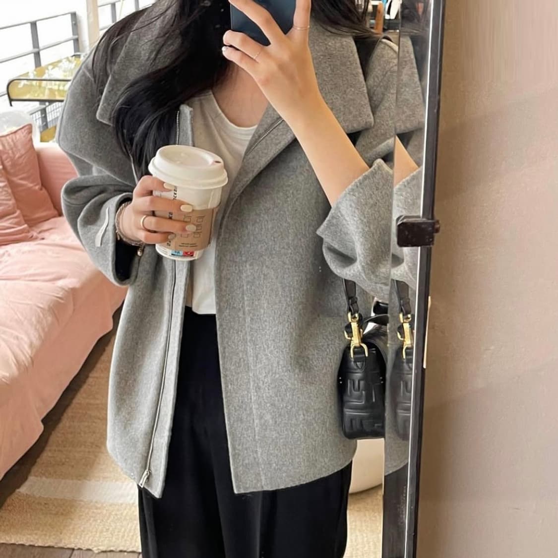 쏭라벨(SSONG LABEL) 하이넥 발렌 핸드메이드코트 새상품  상품이미지3