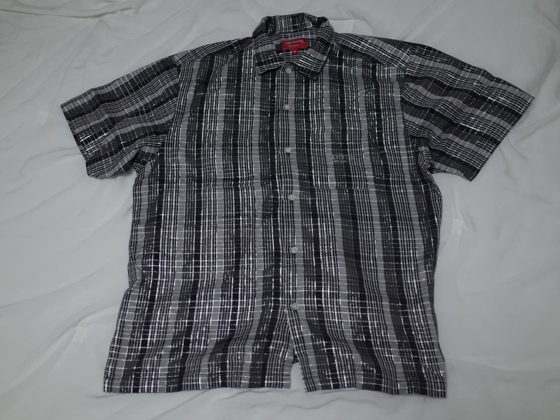 [M] 슈프림 (Supreme) 메탈릭 플레이드 숏슬리브 셔츠 블랙 상품이미지2