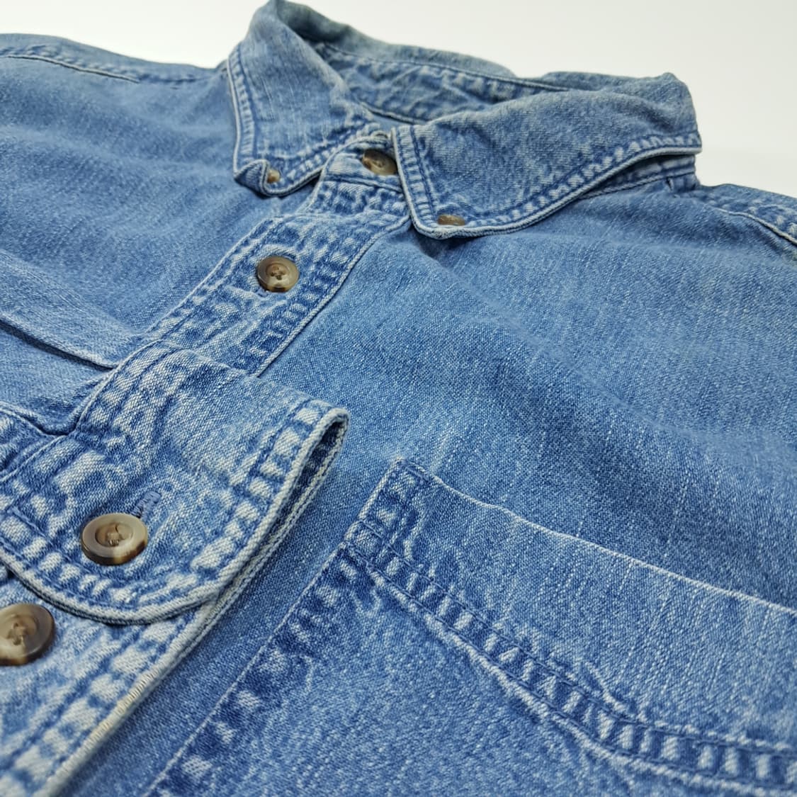 CL453 XL 엘엘빈 90s 코튼 버튼다운 인디고 데님셔츠 남방 상품이미지4