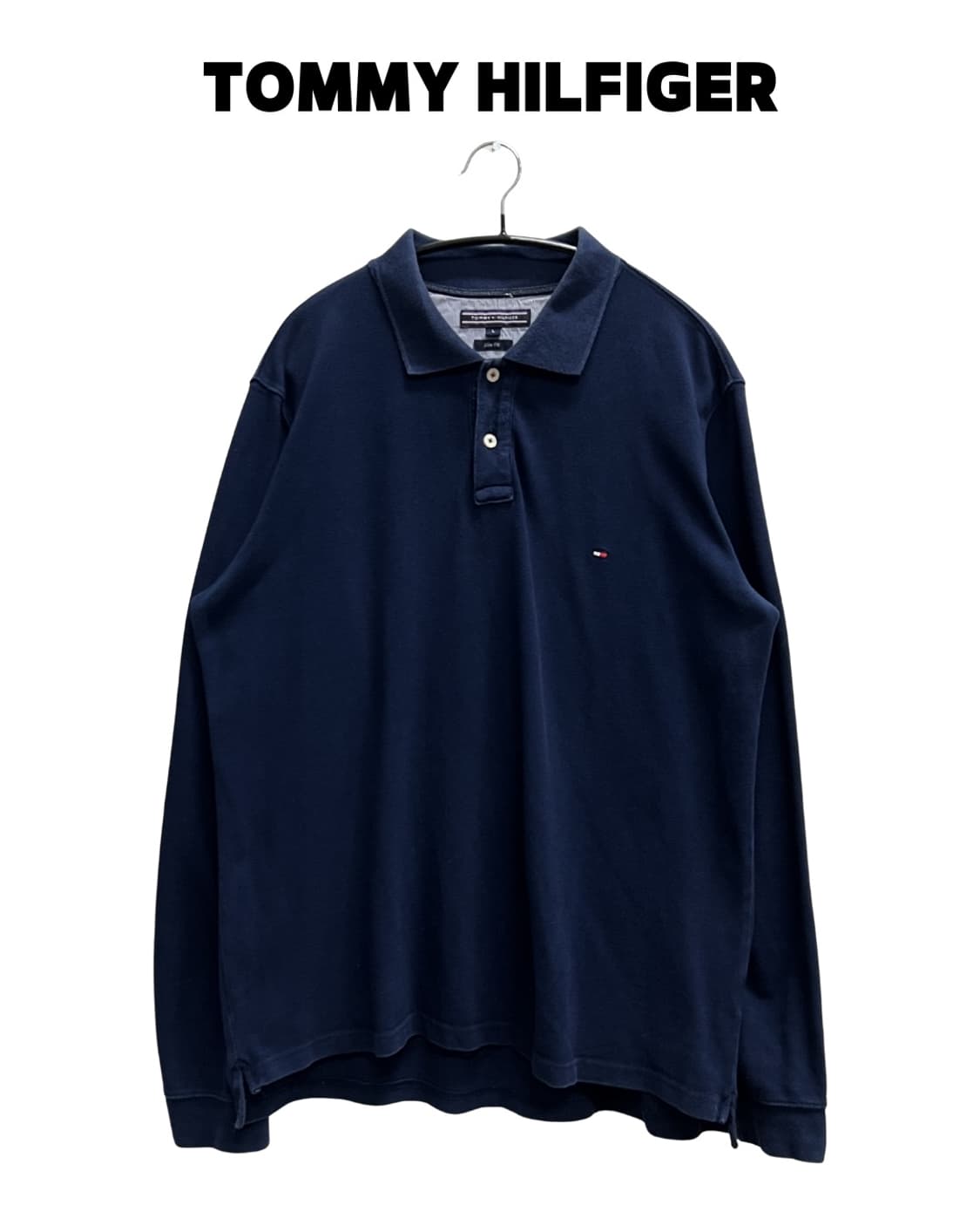 타미힐피거 스몰패치로고 긴팔 카라 티 네이비 상품이미지1
