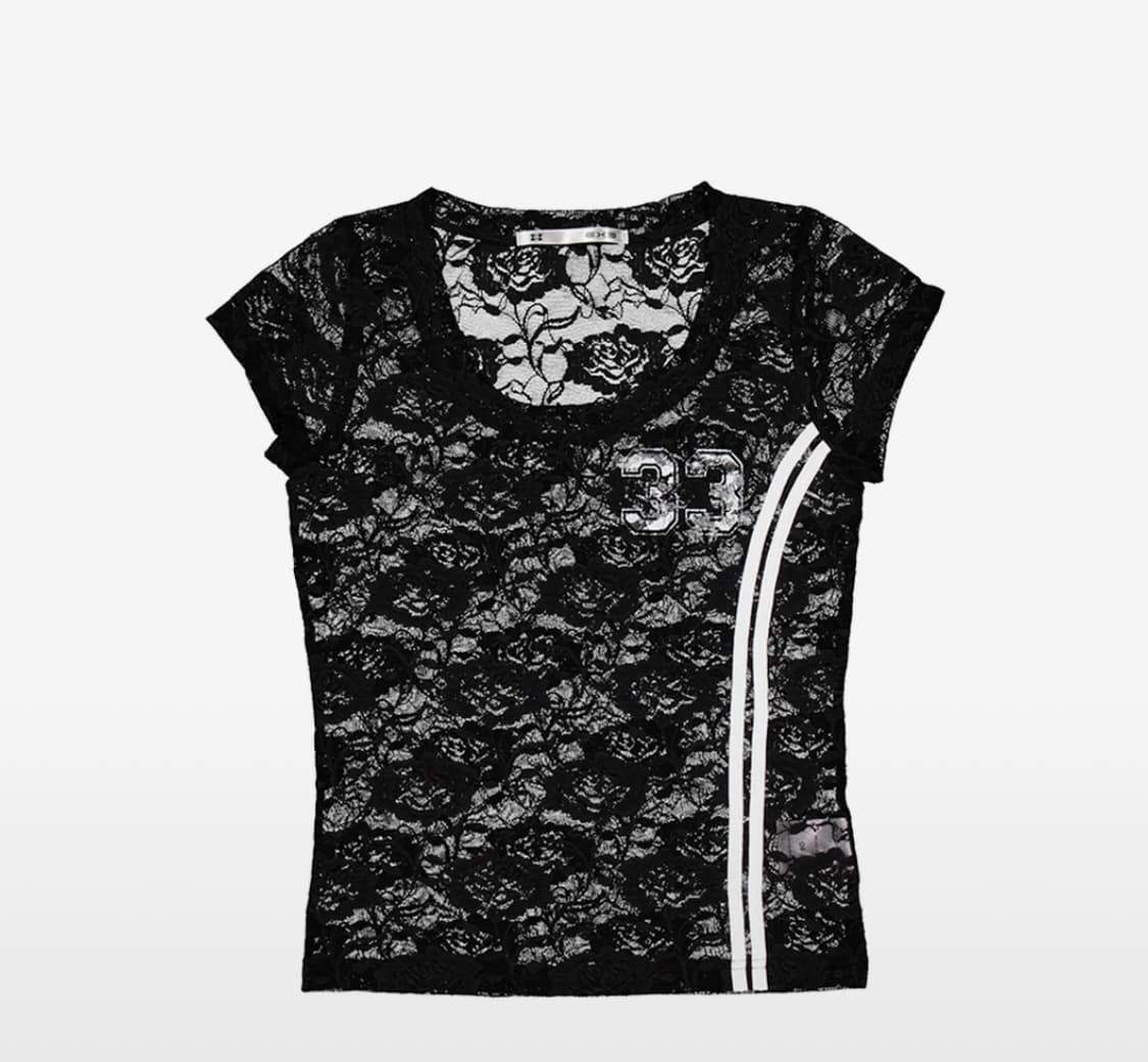새상품 셋업이엑스이 레이스 탑 반팔 33 LACE TOP / BLACK 상품이미지1