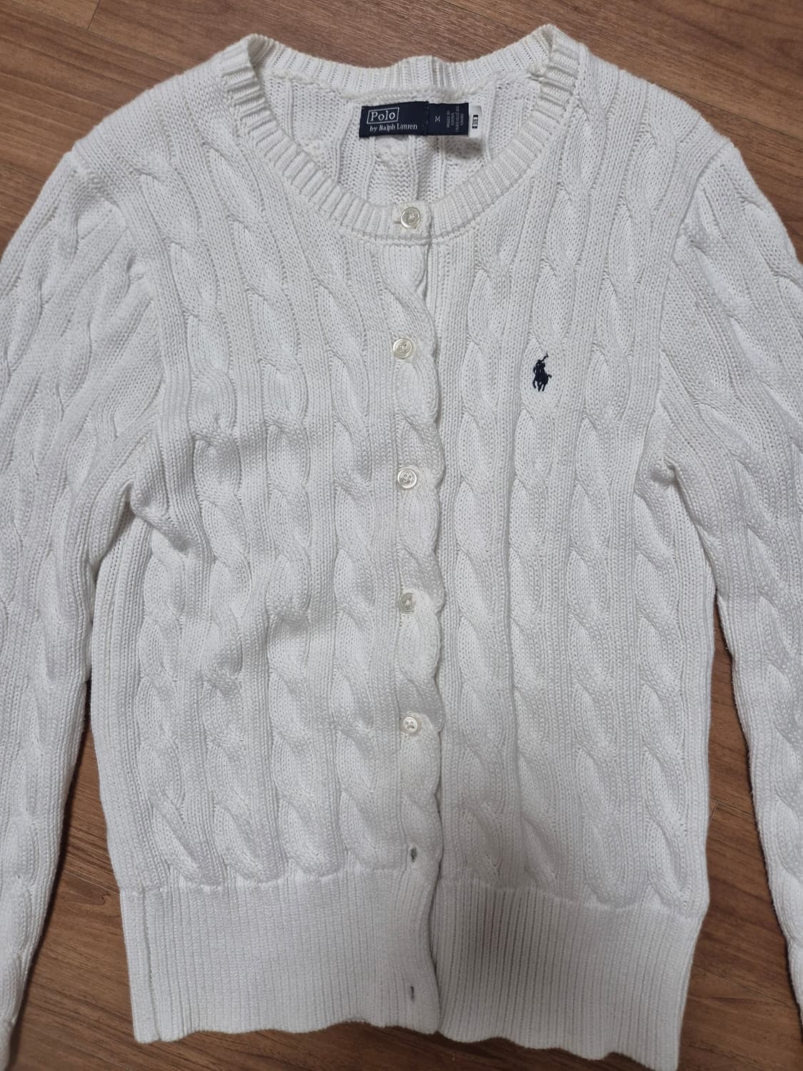 폴로 랄프로렌 케이블/꽈배기 가디건 화이트 여성 M 상품이미지2