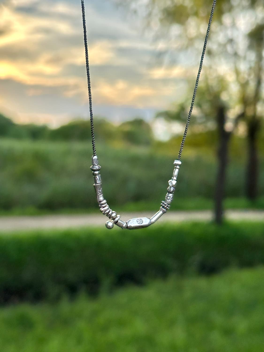 Musta karensilver mix necklace 상품이미지3