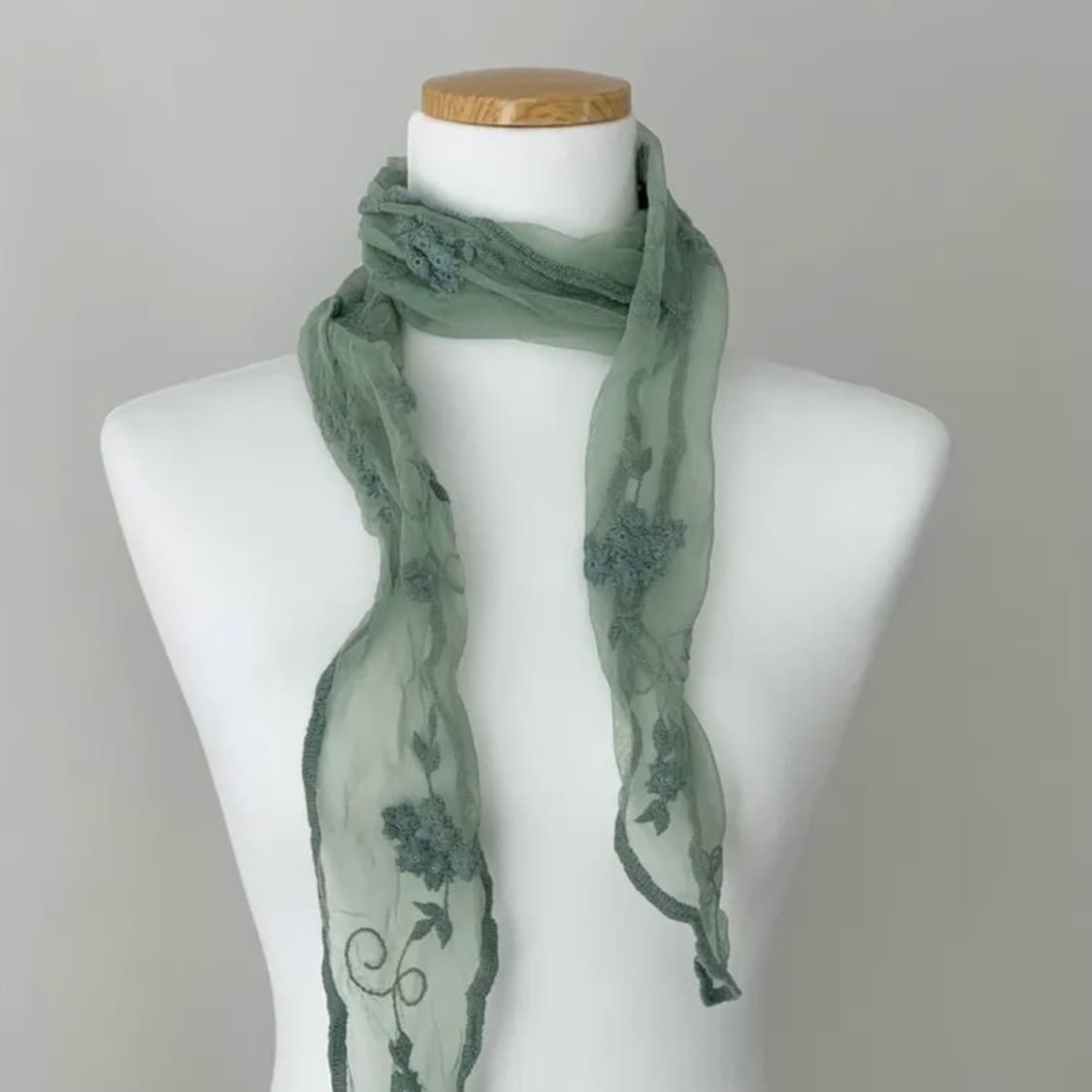 시스루 플라워 레이스 여름 스카프 민트 그린 상품이미지2