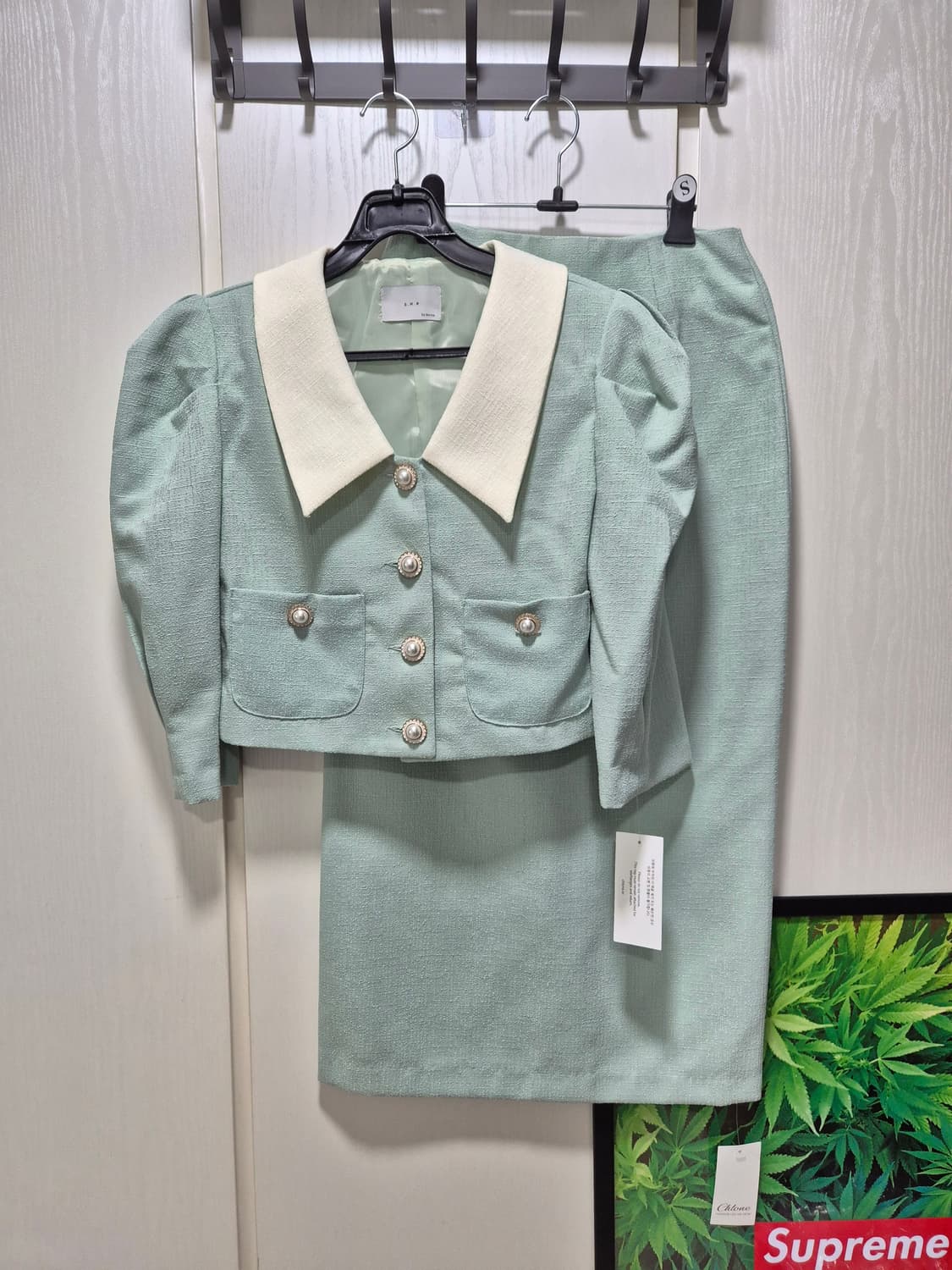 (세일)(새상품)Chlone 민트 트위드 셋업 스커트 상품이미지1