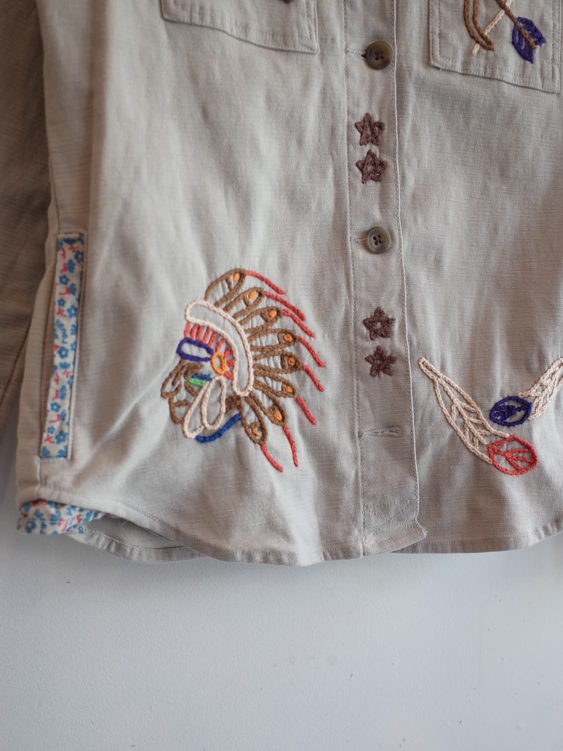 rough 인디언 자수 패턴 셔츠 상품이미지5