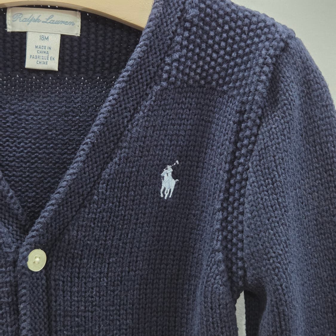 폴로랄프로렌 키즈 코튼 니트 가디건 네이비 18M  상품이미지2
