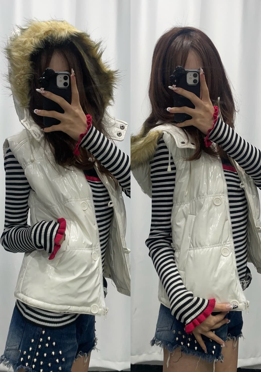 🎸화이트 글로시 패딩 조끼🎸 상품이미지1