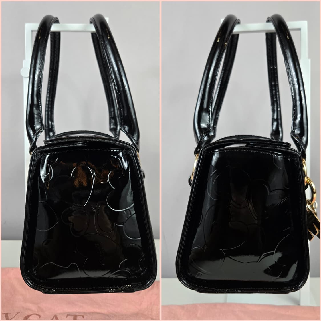 LOVCAT 러브캣 에나멜 페이던트 하트 미니 토트백 블랙 가방 상품이미지4