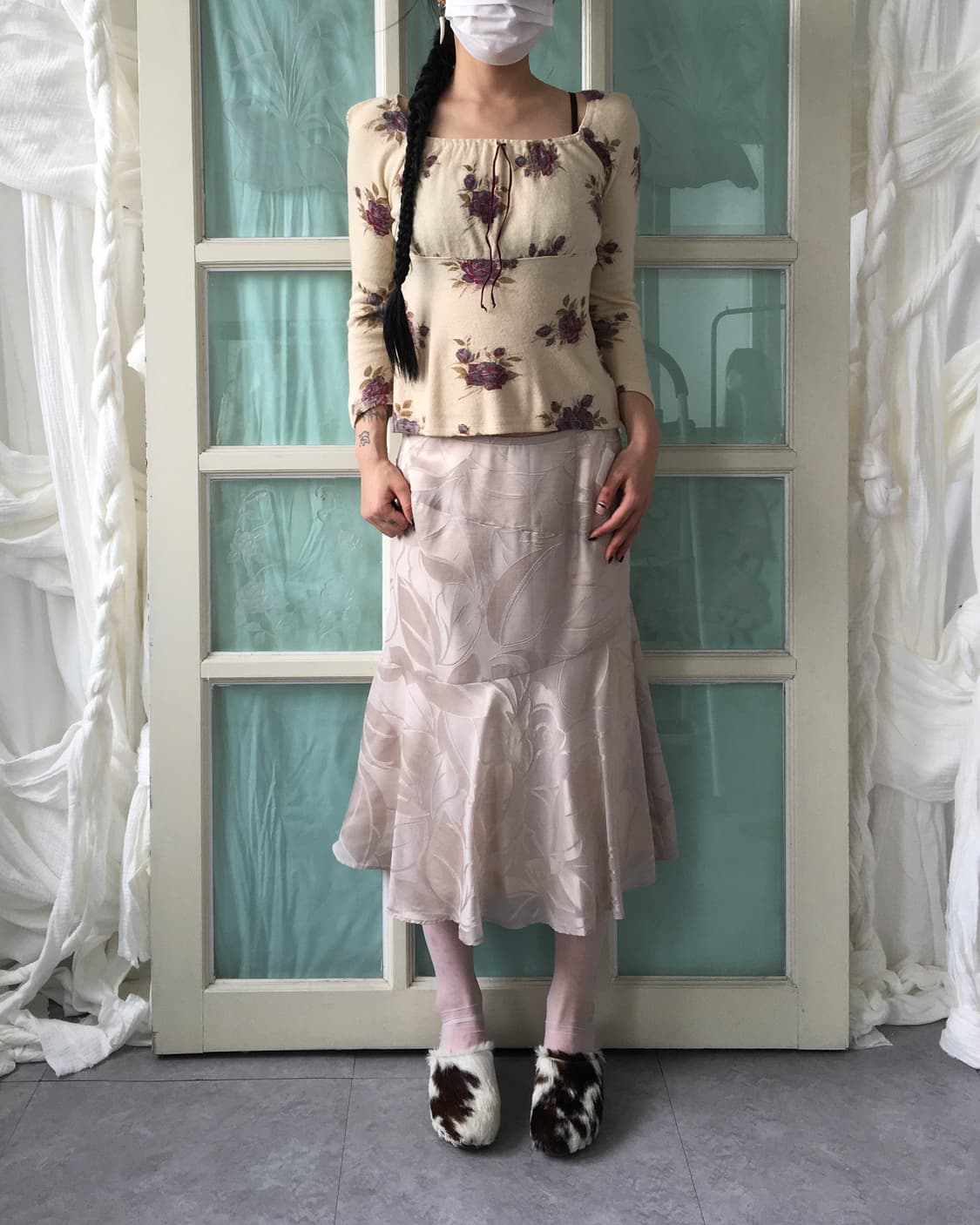 Lest rose flower pattern knit 상품이미지1