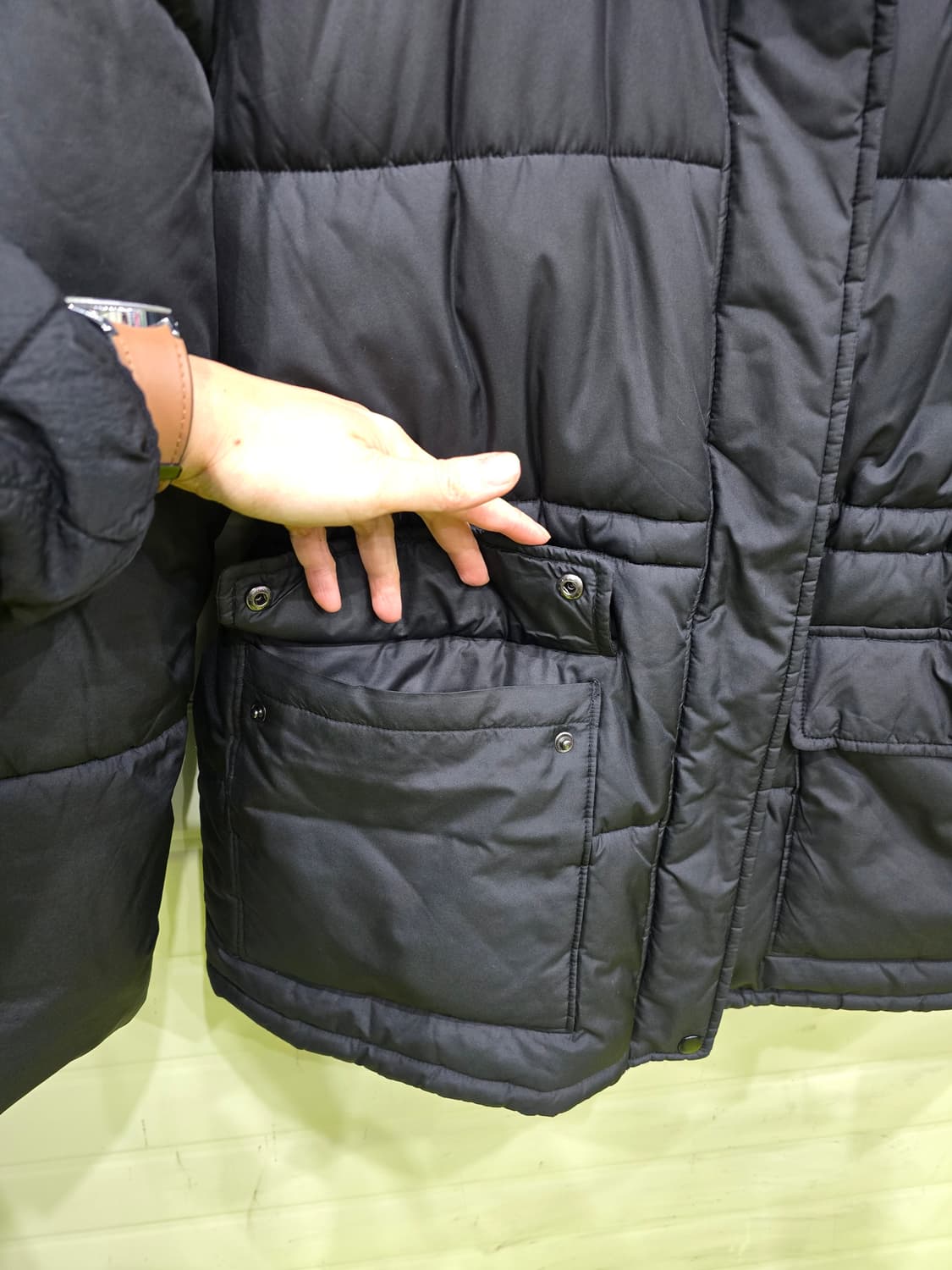 JAJU 넥 퍼 패딩 블랙 상품이미지4