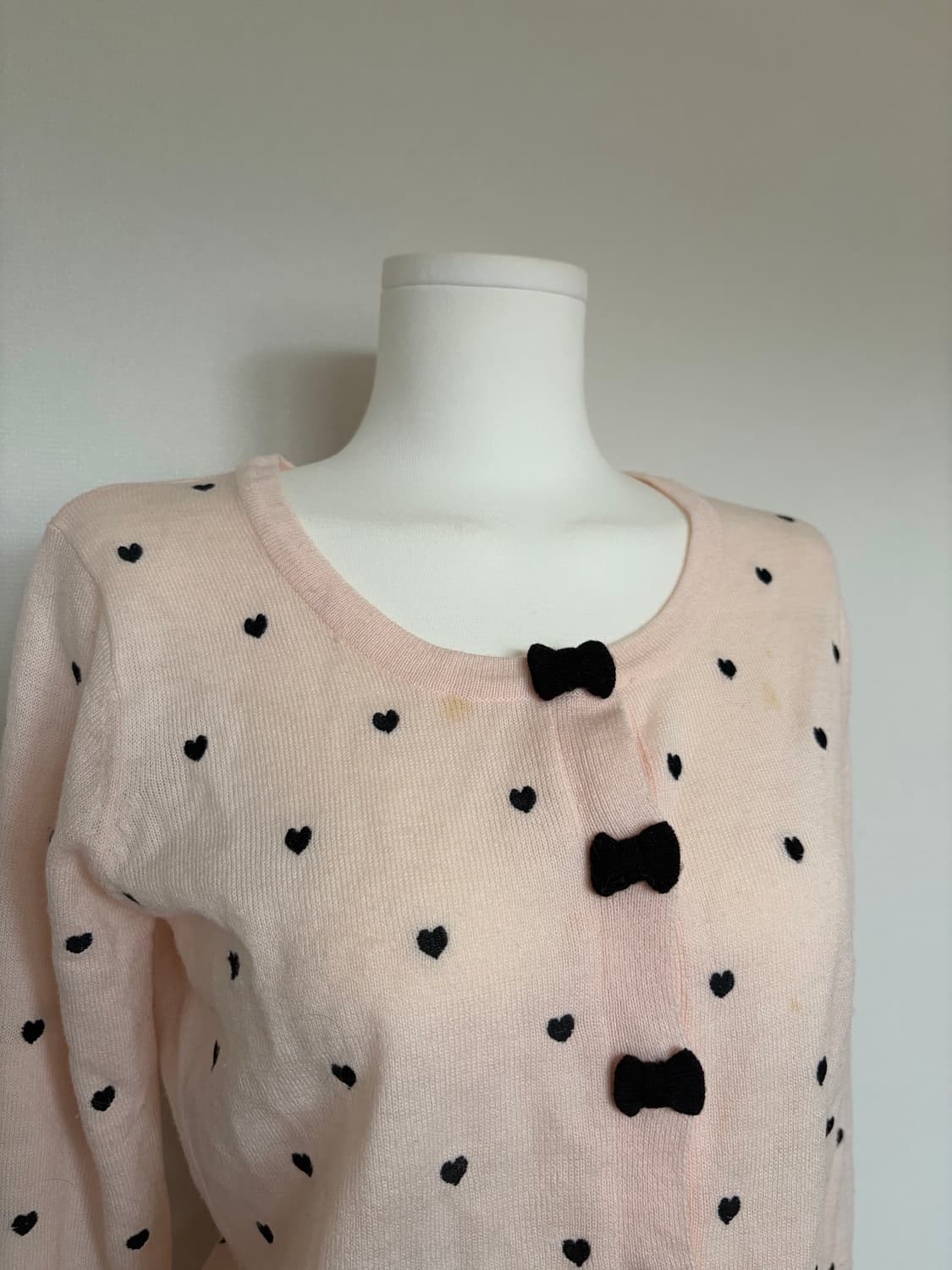 트랄라라 살구핑크 도트 리본 가디건 상품이미지2