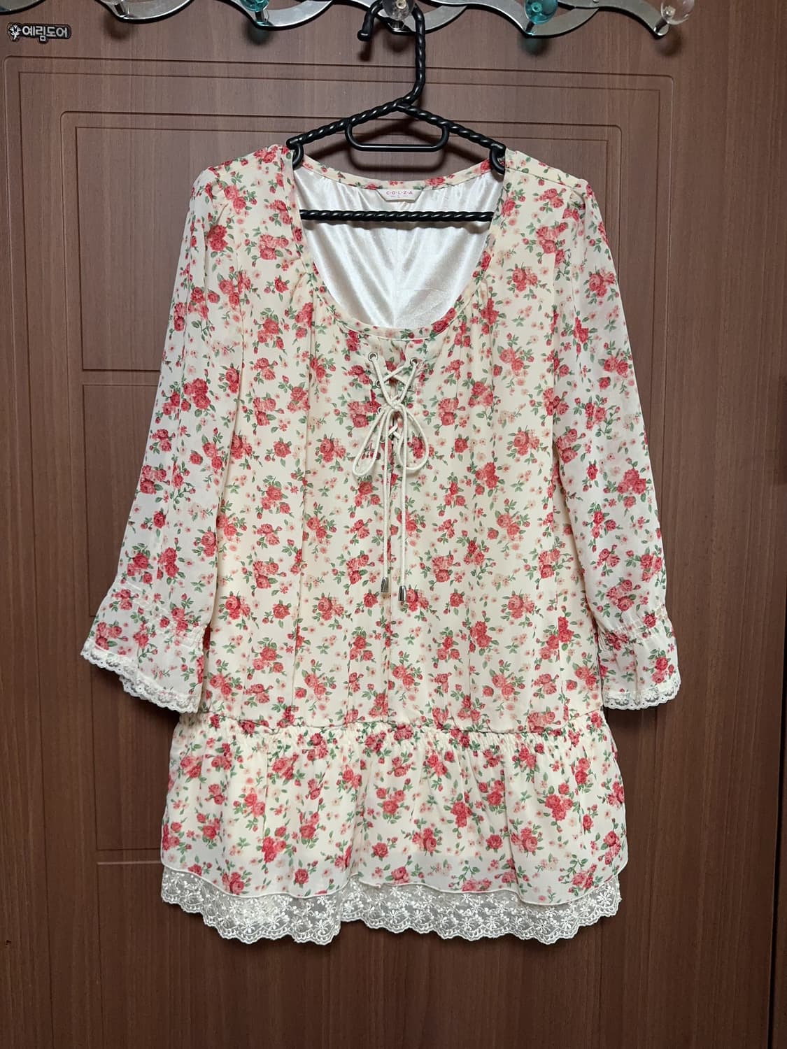 일본 빈티지 콜자 모리걸 하구미 리즈리사 꽃무늬 레이스 쉬폰 원피스 상품이미지1