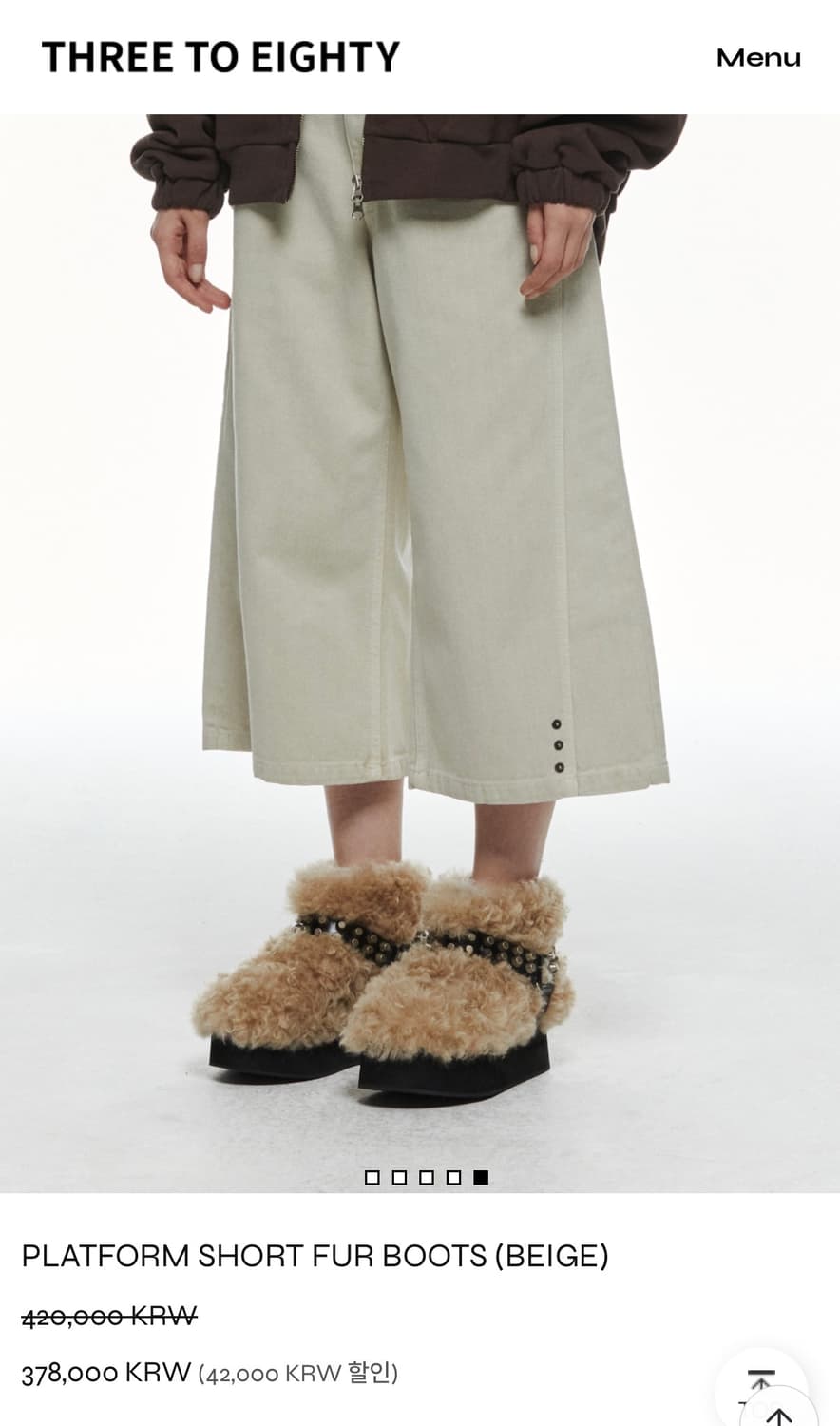 쓰리투에이티 PLATFORM SHORT FUR BOOTS (BEIGE) 상품이미지1