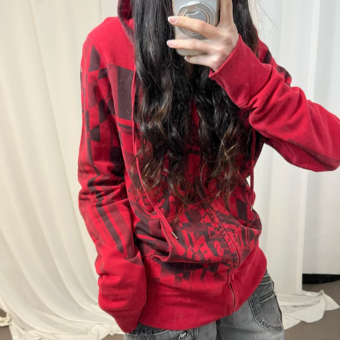 Diesel Red Lettering Zip Hoodie 상품이미지3