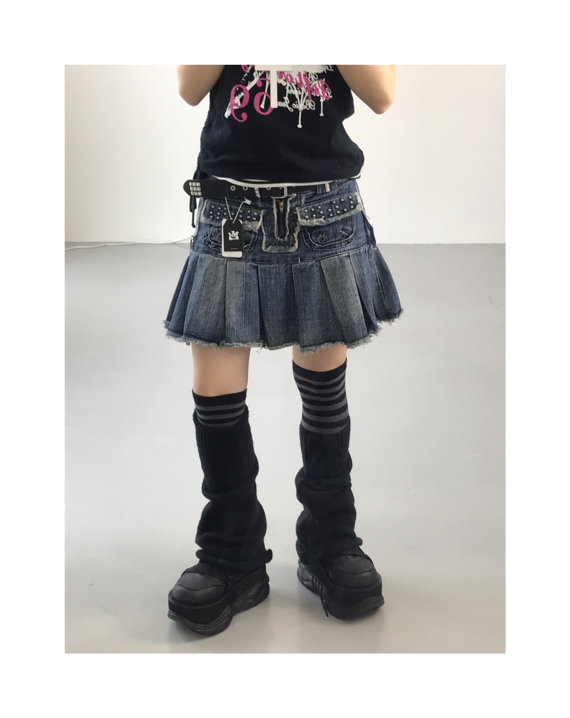 angus Y2k Denim Detail Mini Skirts 상품이미지1