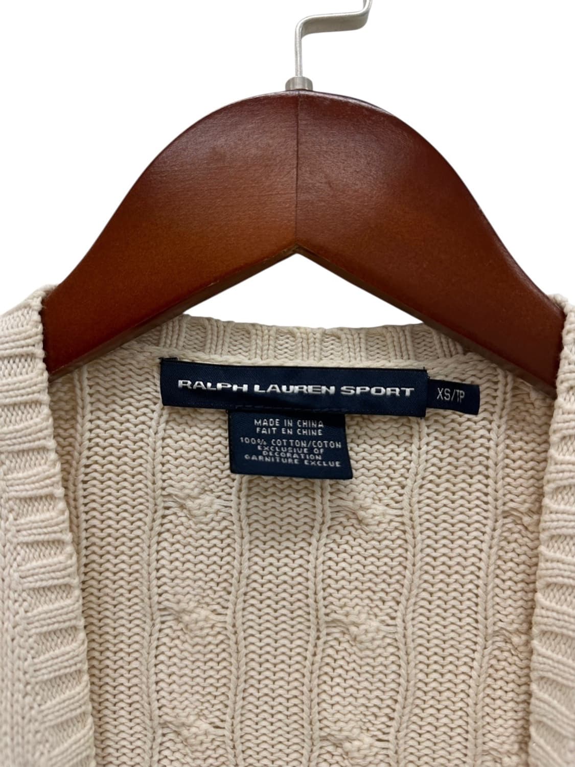 폴로 꽈배기 케이블 오픈 가디건 아이보리 (여성XS)  상품이미지3