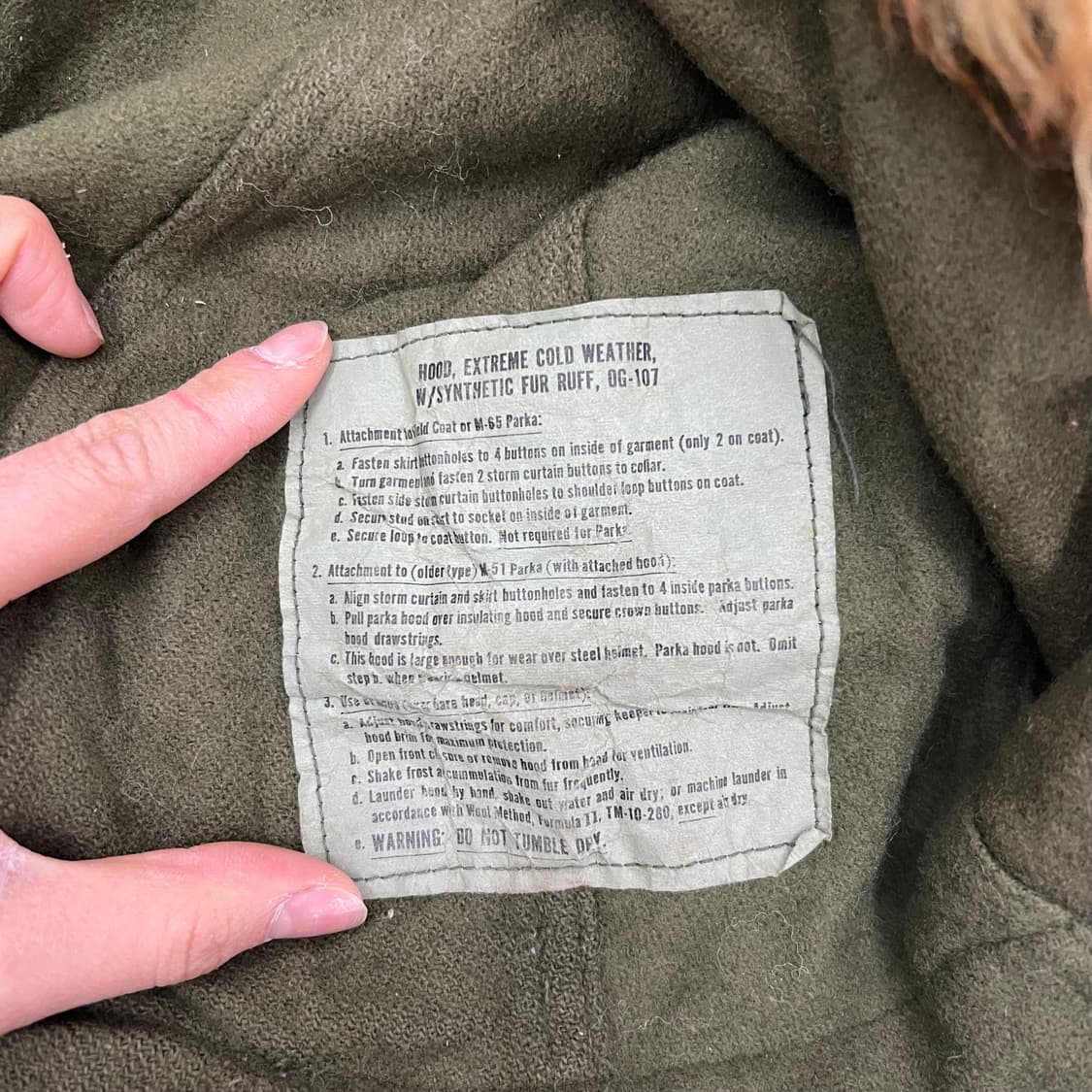 미군 m-65 파카 후드 모자 상품이미지2