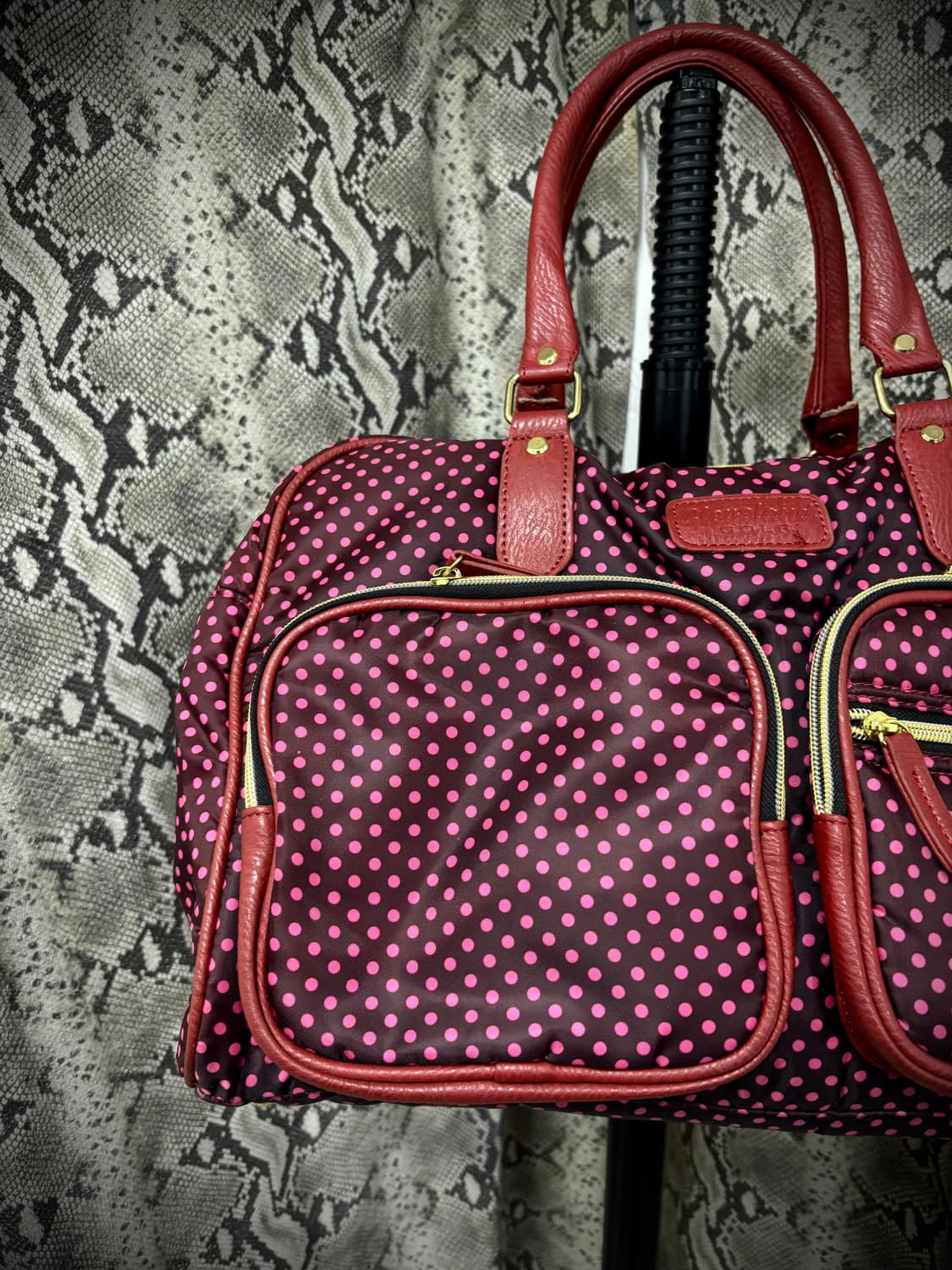 갸루 키치 핑크 도트패턴 유틸리티 오버백 상품이미지2