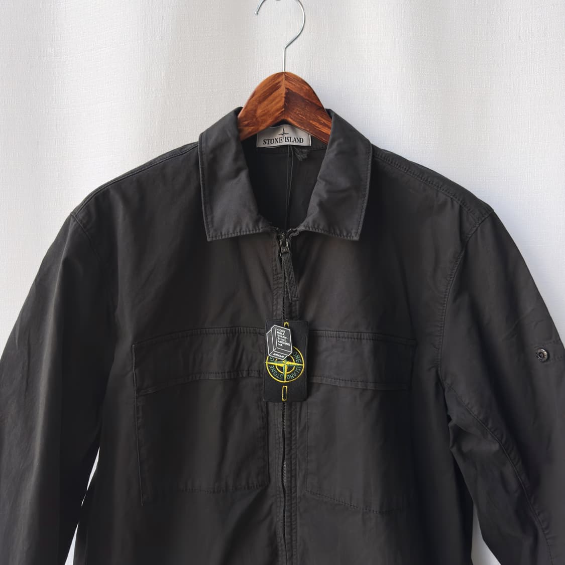 스톤아일랜드 수피마코튼 트윌 스트레치 TC 가먼트다이 셔츠 자켓 블랙 L 상품이미지2