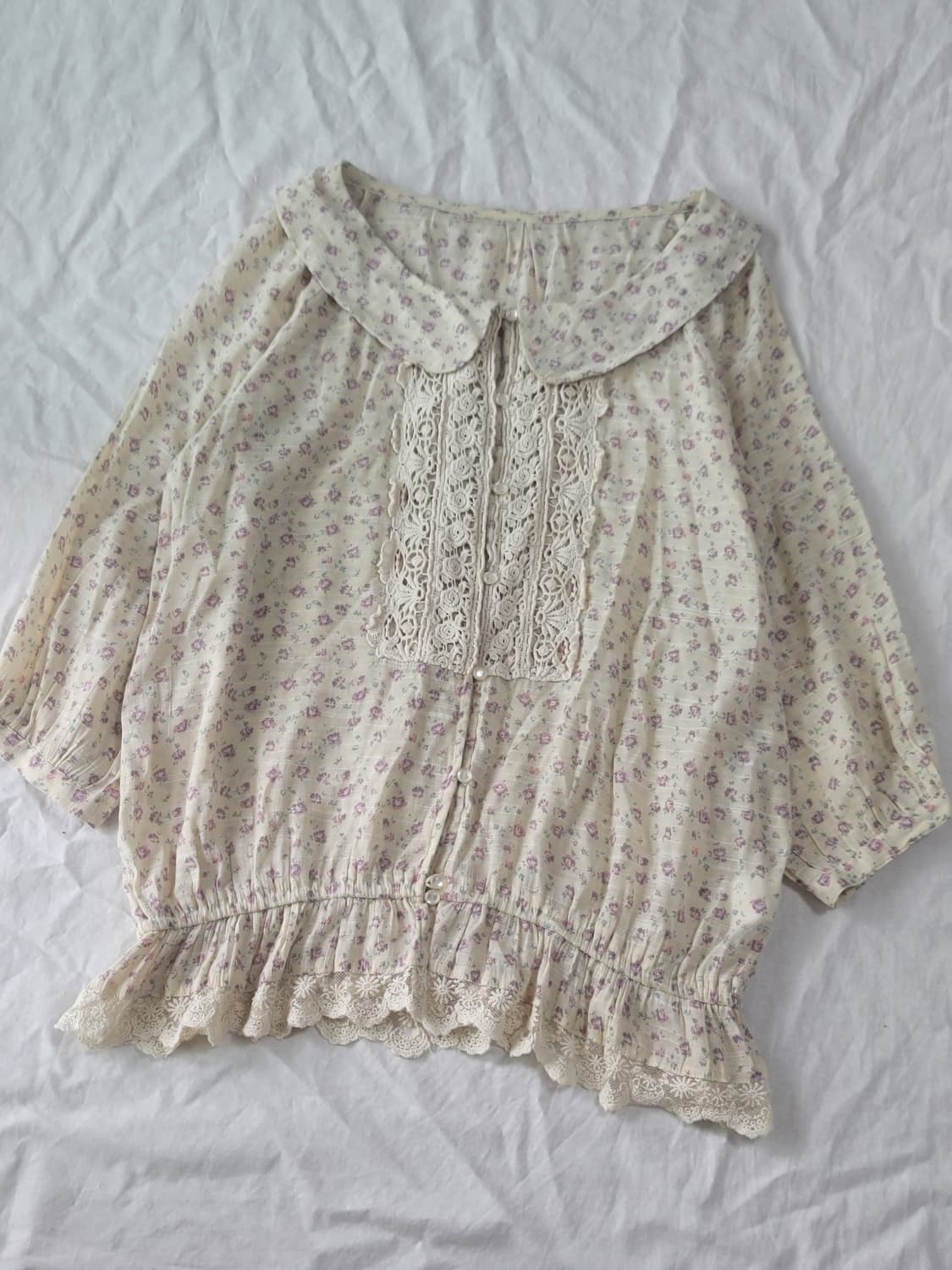 모리걸 플라워 벌룬 일본빈티지 블라우스 상품이미지2