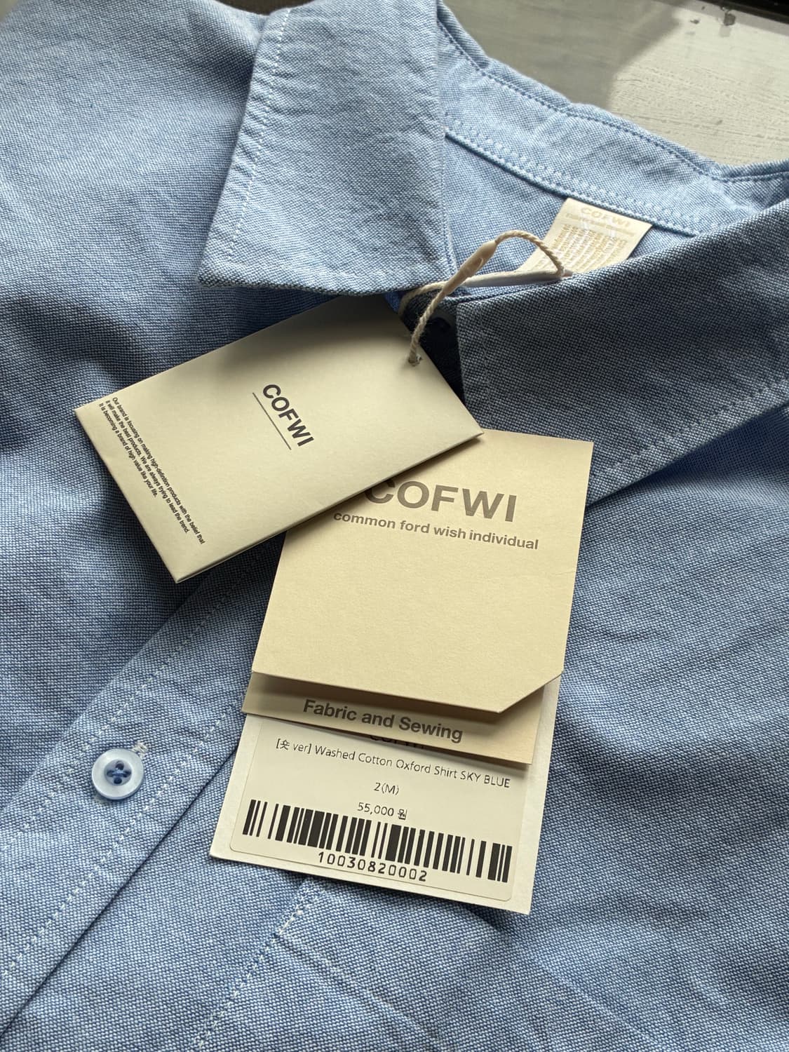 (새상품)(M) 코프위 [숏 ver]워싱 코튼 옥스포드 셔츠 스카이블루 상품이미지9