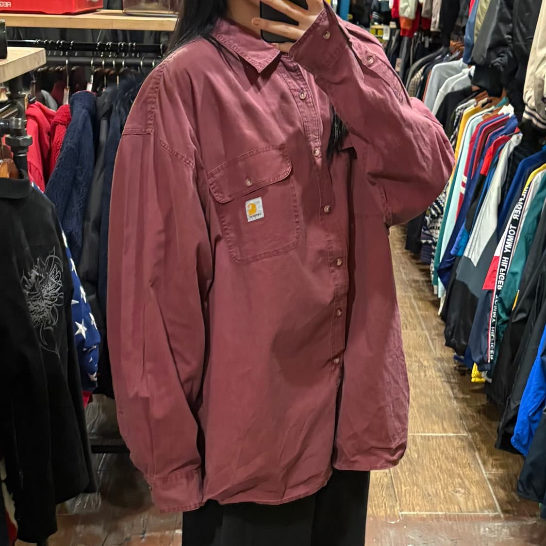 [HI] Carhartt 칼하트 투포켓 긴팔셔츠 딥레드 상품이미지4