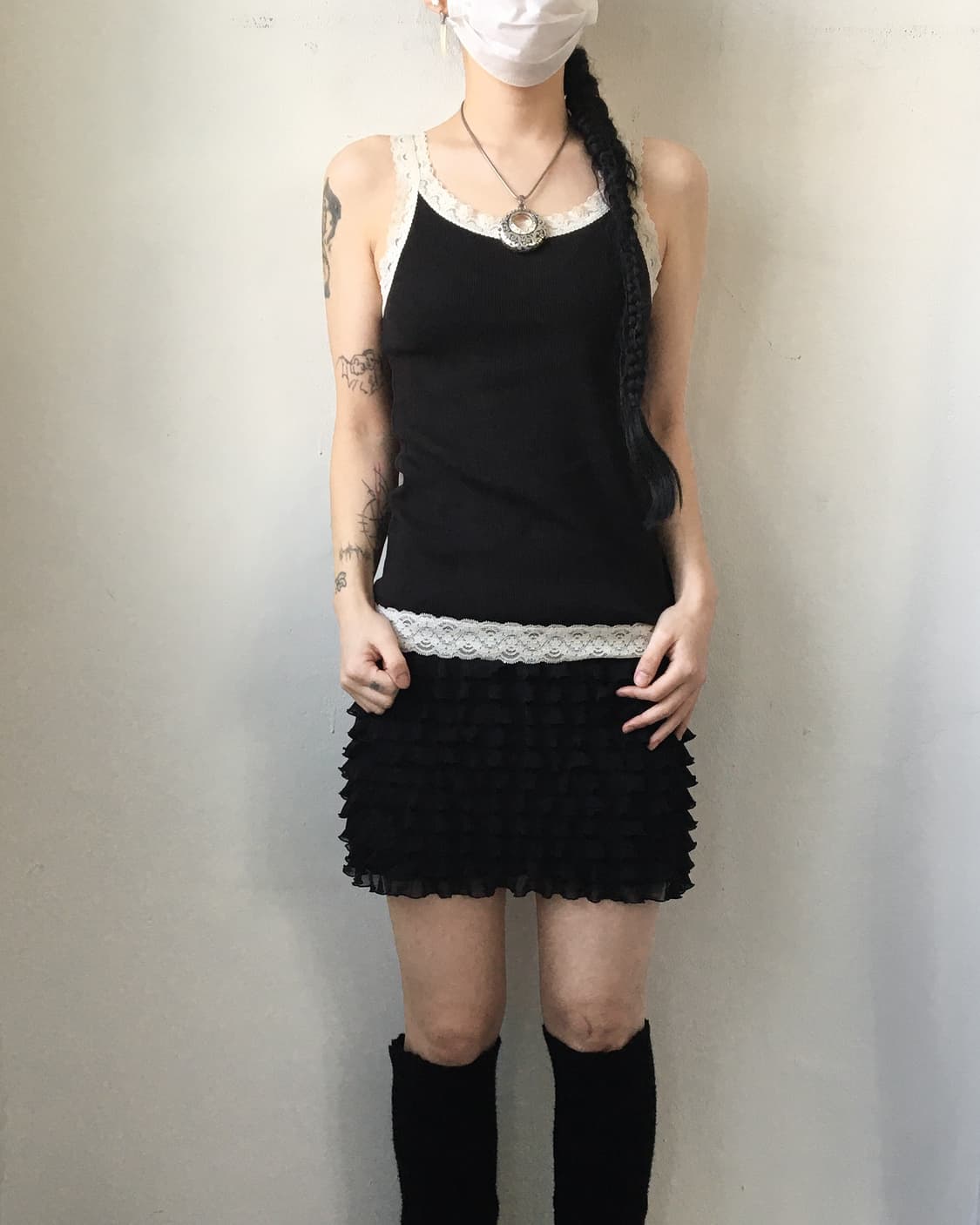 Lace trimming sleeveless 상품이미지3
