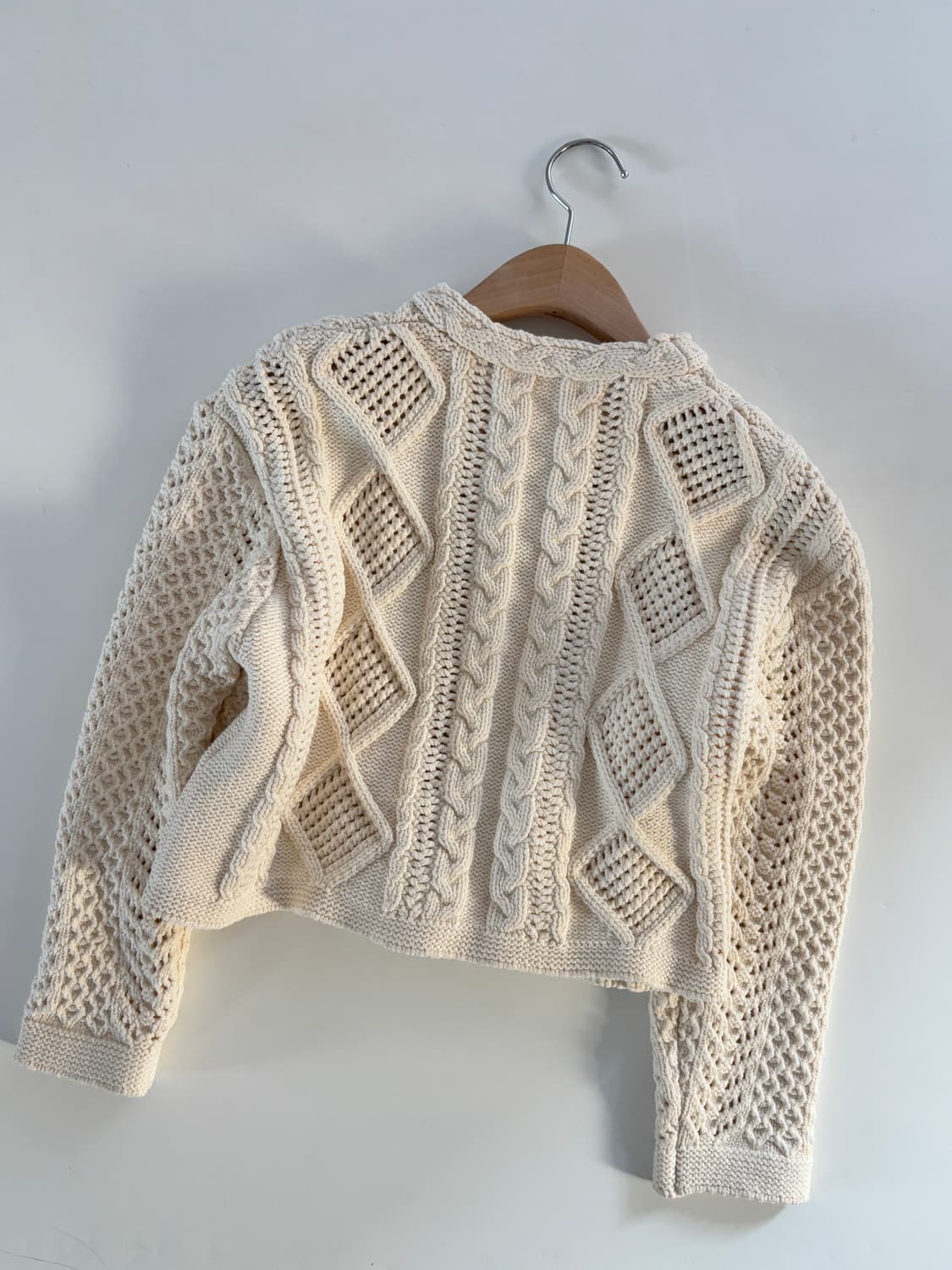 Beams 빔즈보이 아이보리 케이블 니트 가디건h 상품이미지6