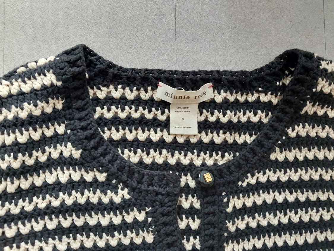 스트라이프 크롭 니트 반팔 가디건 S 상품이미지3