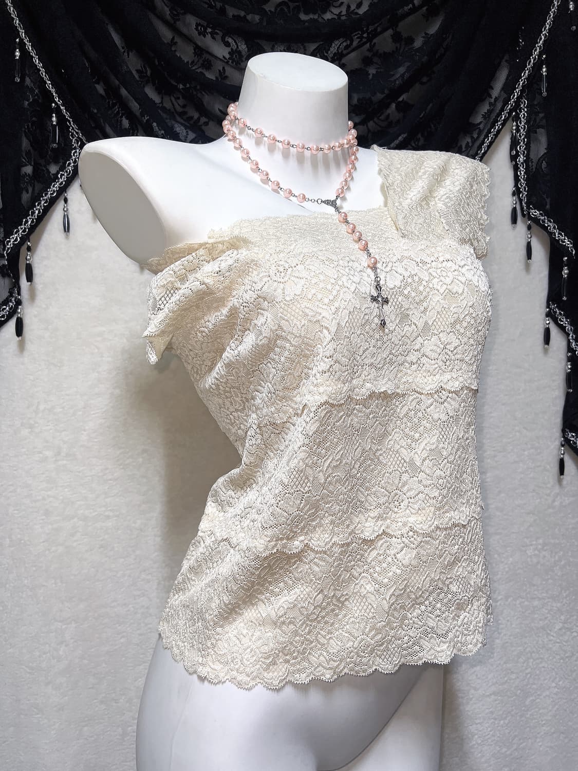 로맨틱고딕 갸루 오리엔탈 레이스 슬리브리스 나시 로걀탑 페어리 핀터 엔틱 상품이미지1