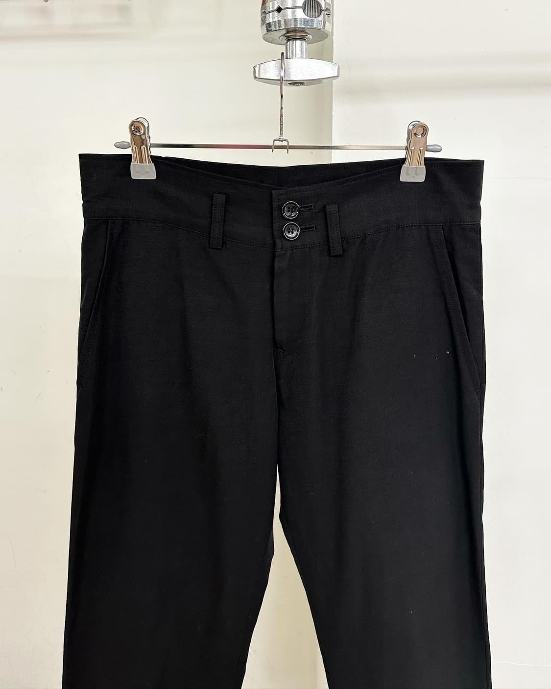 요지야마모토 블랙 투버튼 레이온 팬츠  상품이미지2