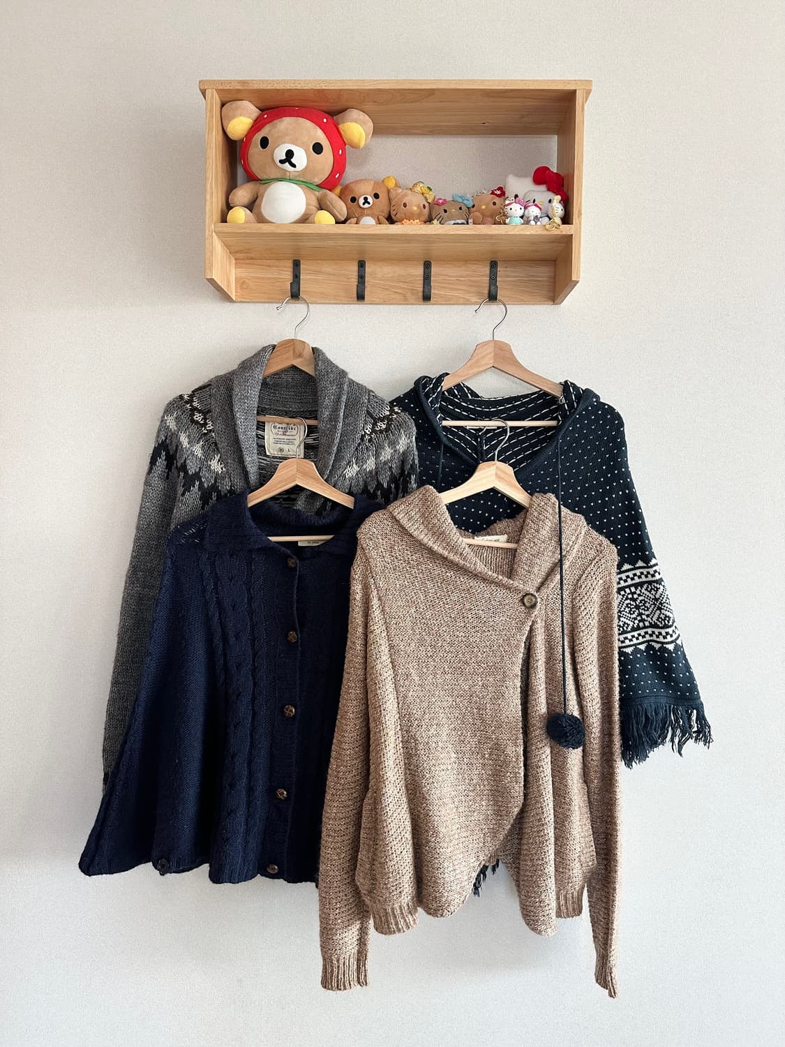 jpn 하구미 스즈코 너드 모리걸 히피 니트 가디건 케이프 등 상의 상품이미지1