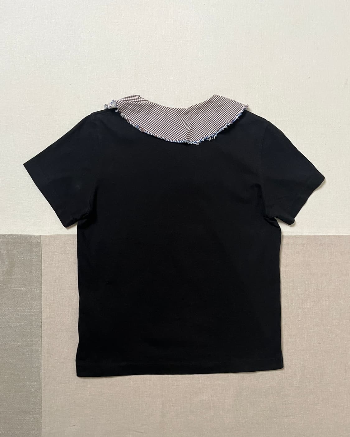 꼼데가르송 체크 러플 넥라인 v넥 티셔츠 comme des garcons 상품이미지5