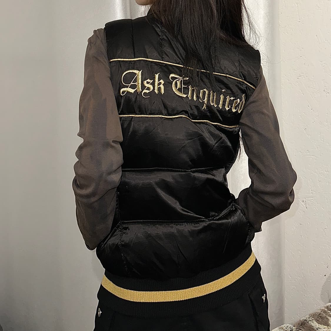 2000s 빈티지 ASK ENQUIRED 블랙 패딩 베스트 상품이미지5