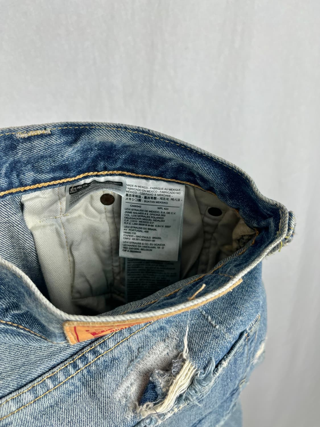 Levi's 501 데미지 연청 데님 팬츠  상품이미지7