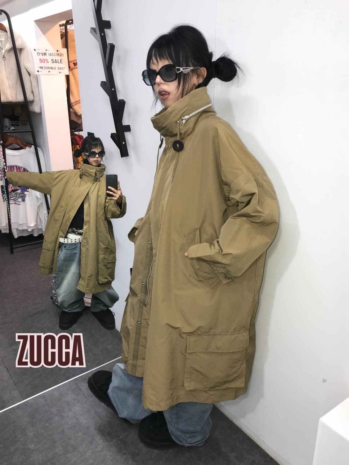 Zucca Military High-Neck Two-way Jacke 상품이미지1
