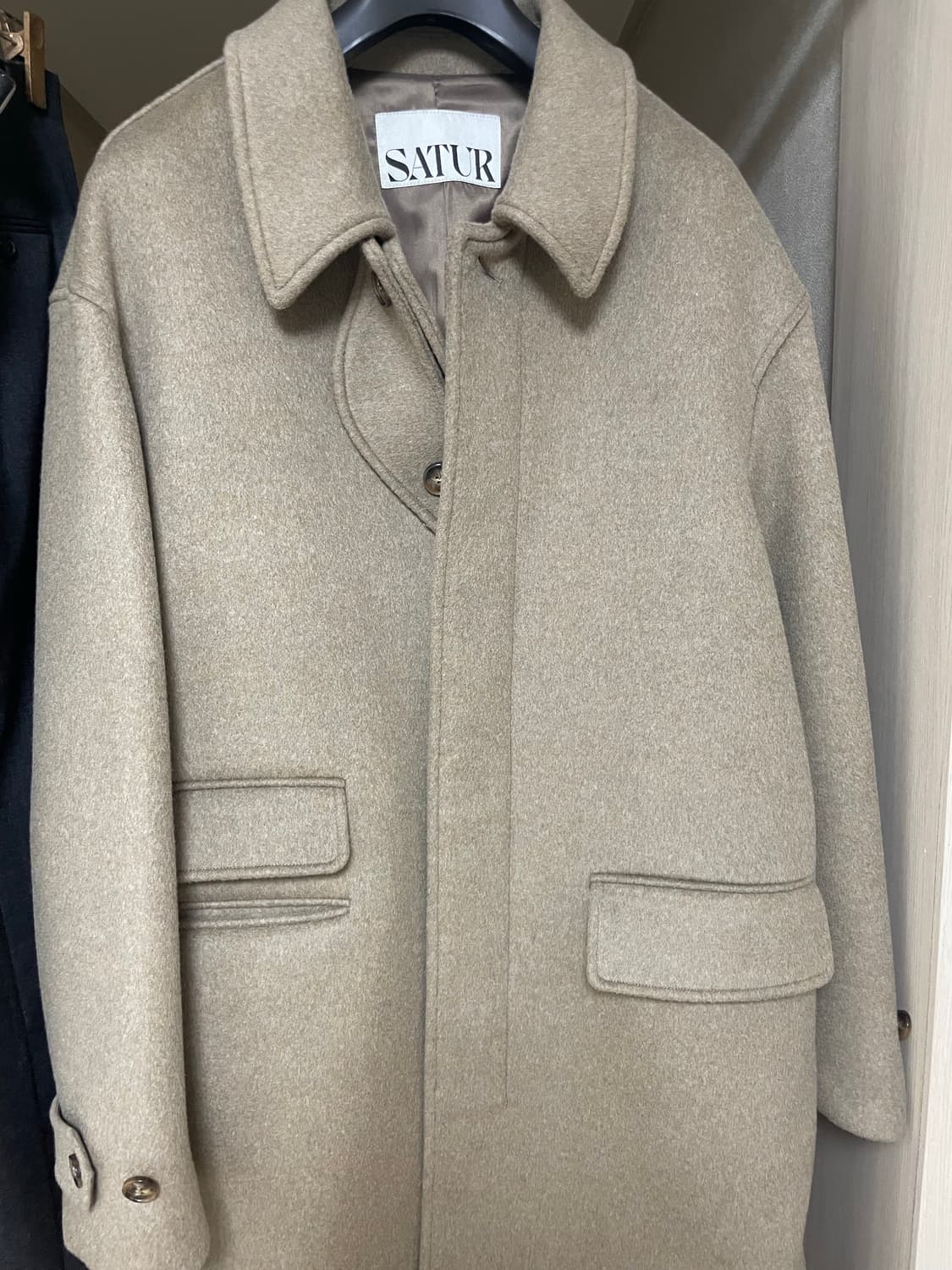 SATUR (세터) 롱 코트 멜란지 브라운 L 판매합니다. 상품이미지2