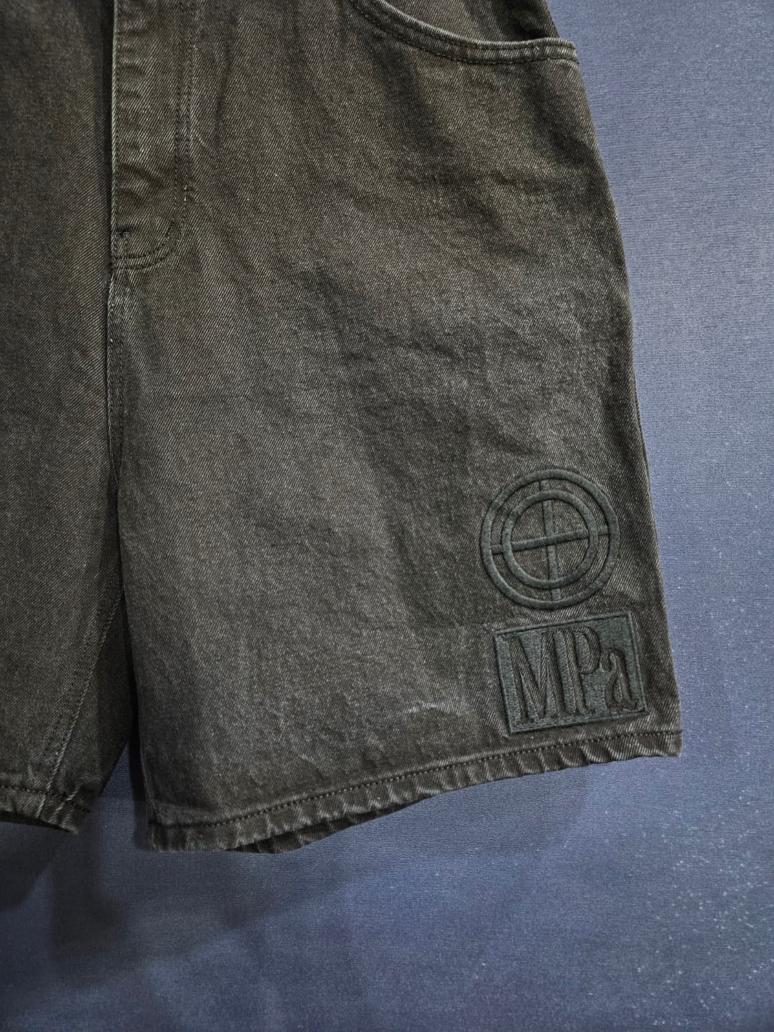 플라스틱 프로덕트 자수로고 블랙 남성 허리 32~33 데님 반바지 상품이미지5